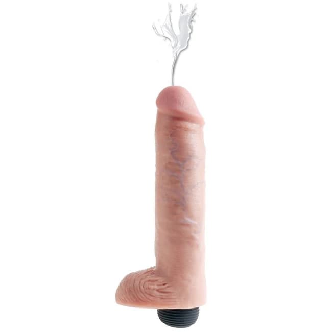 (D)KING COCK 10 IN SQUIRTING C W/ BALLS LIGHT  - Image 1