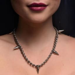 Master Series Punk Spiked Necklace Silver, image 1