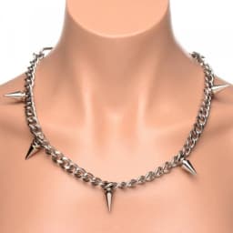 Master Series Punk Spiked Necklace Silver, image 3