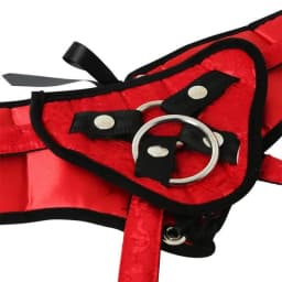 Ss Plus Size Red Satin Corsette Strap-on, image 4