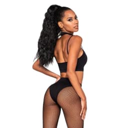 Strappy Bralette & Pantyhos 2pc Black O/S, image 2