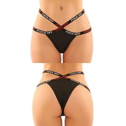 Vibes Fuck Off Panty & Thon 2pk Black L/XL, image 1