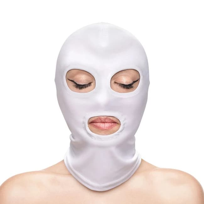 FETISH & FANTASY EYES & MOUTH HOOD - WHITE  - Image 1