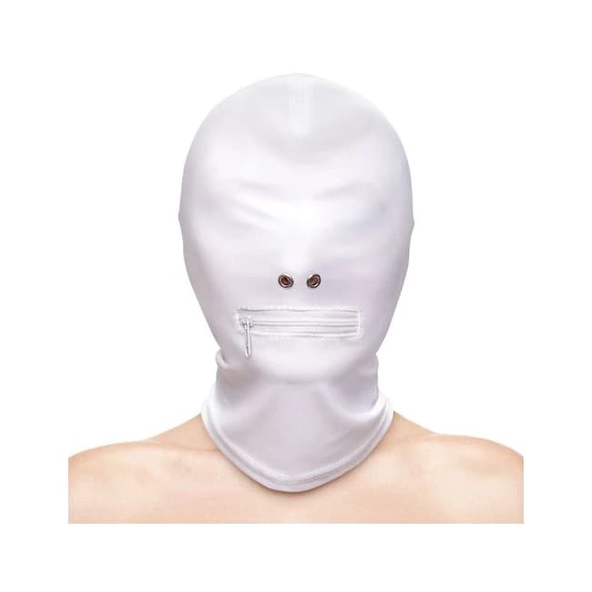 FETISH & FANTASY ZIPPERED MOUTH HOOD WHITE  - Image 1