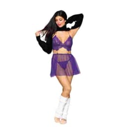 Floral Lace Babydoll & G String Set Violet O/S, image 1