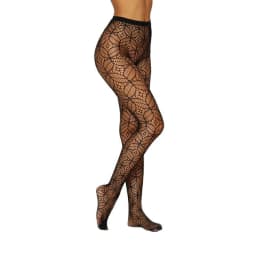 Geometric Design Pantyhose Black O/S, image 2
