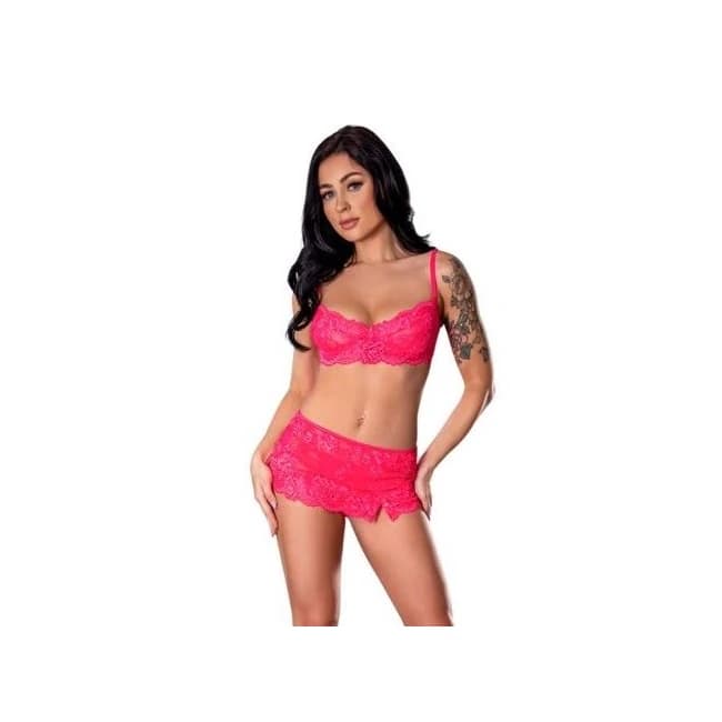 Get It Girl Bra Skirt & Thong Set Pink L/xl - Image 1