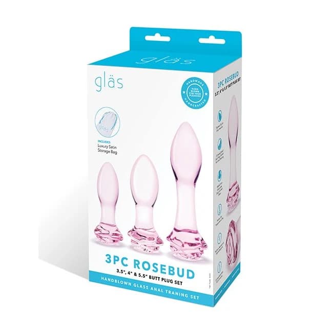 Glas 3pc Rosebud Butt Plug Set - Image 1