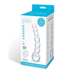 Glas 5 Curved Glass Beaded Dildo " - Image 1