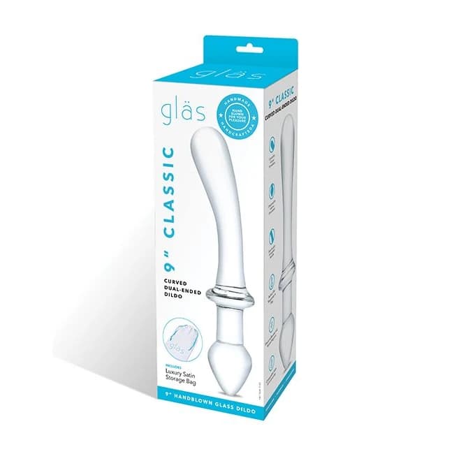 Glas 9 Classic Curved Dual- Ended Dildo " - Image 1