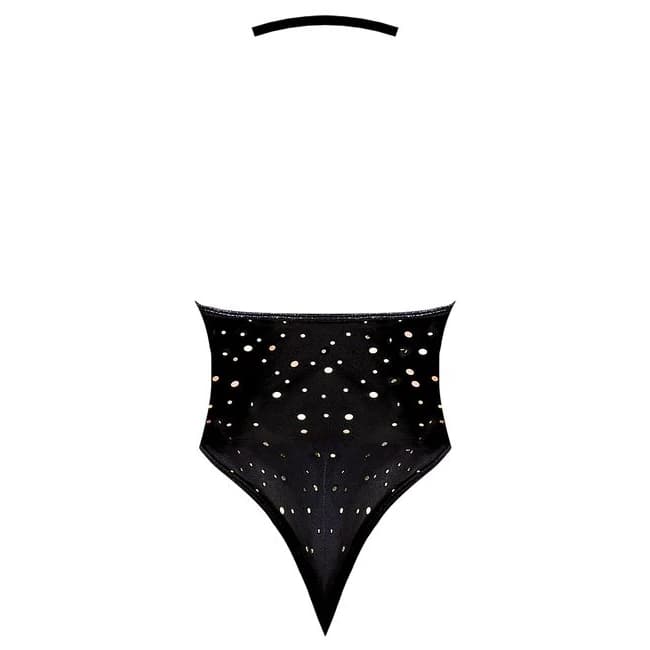 GLITZ & GLAM TEDDY W/ SNAP CROTCH BLACK 2XL  - Image 1
