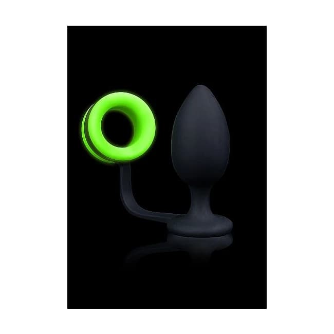 GLOW BUTT PLUG W/ COCK RING GLOW IN THE DARK  - Image 1