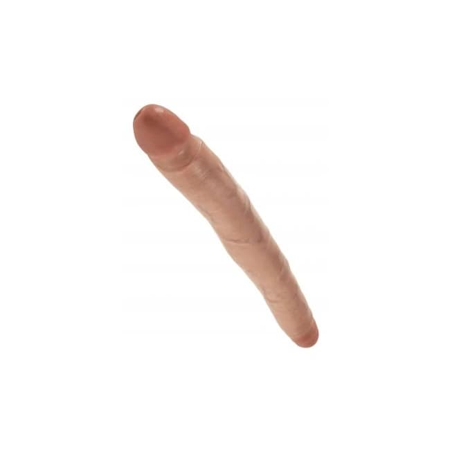 King Cock 12 in Slim Double Dildo Tan - Image 1