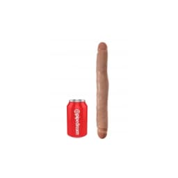 King Cock 12 in Slim Double Dildo Tan - Image 3
