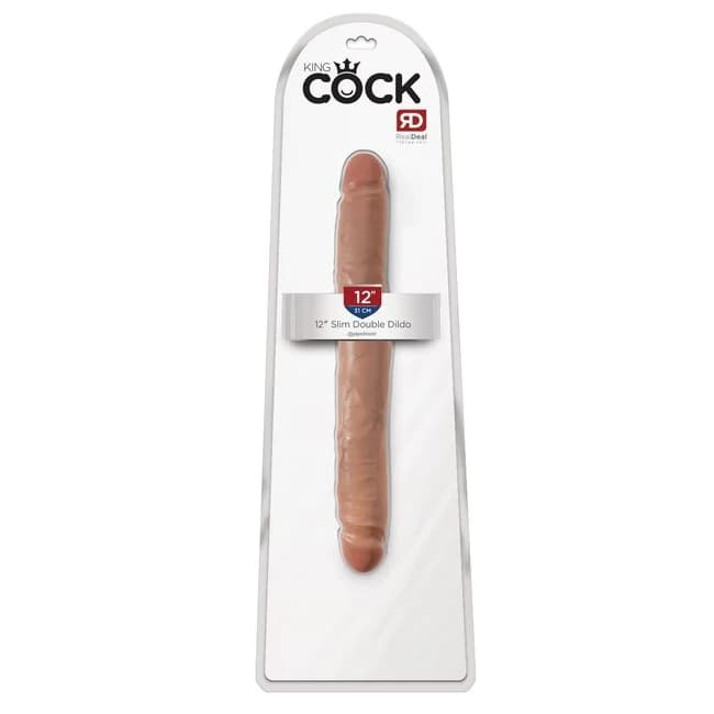King Cock 12 in Slim Double Dildo Tan - Image 4