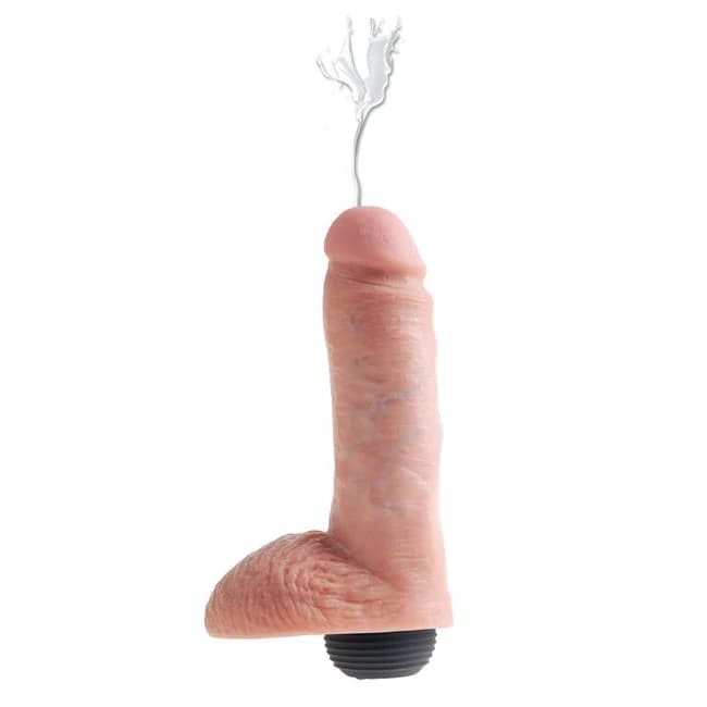 KING COCK 8 IN SQUIRTING COCK W/ BALLS LIGHT  - Image 1