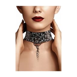 Love Street Art Fashion Collar W/ Leash Black, image 1