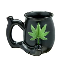 Matte Black Mug W/ Green Leaf - Image 2