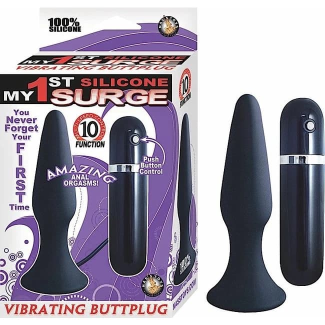 My First Silicone Vib. Butt Plug Black - Image 1