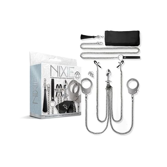 Nixie Interchangeable 8pc Bondage Kit Silver - Image 1