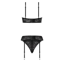 Ooh La Lace Demi Bra Garter & Tanga Black S/m - Image 4