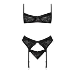 Ooh La Lace Demi Bra Garter & Tanga Black S/m - Image 5