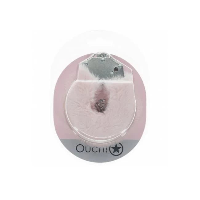 OUCH! HEAVY DUTY FLUFFY HANDCUFFS - POWDER PINK  - Image 1
