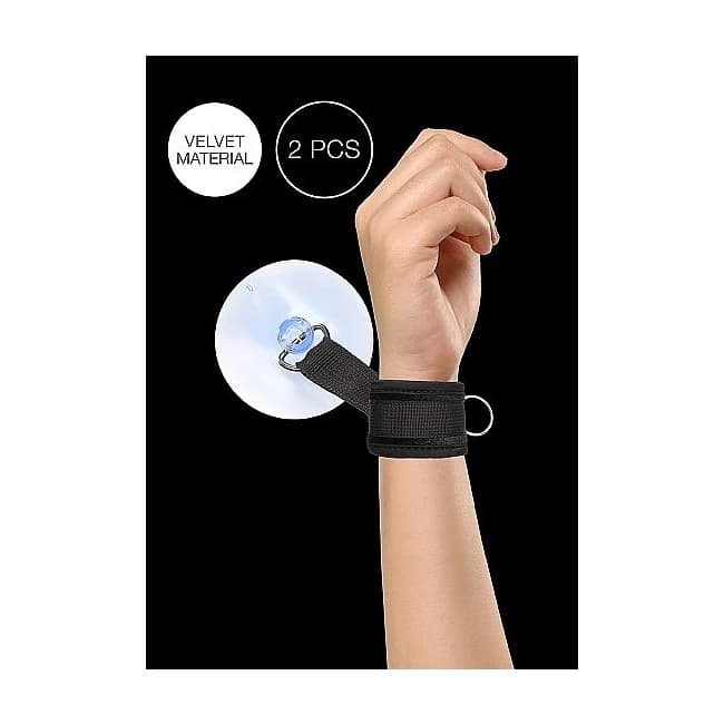 Ouch! Suction Cup Handcuffs Adjustable Black - Image 1