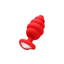 Regular Ribbed Diamond Heart Plug Red, image 1