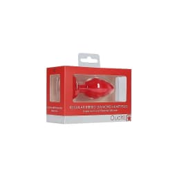 Regular Ribbed Diamond Heart Plug Red, image 2