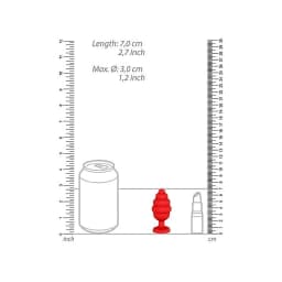 Regular Ribbed Diamond Heart Plug Red, image 3