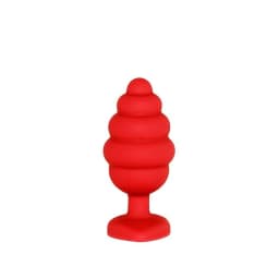 Regular Ribbed Diamond Heart Plug Red, image 4