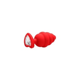 Regular Ribbed Diamond Heart Plug Red, image 5