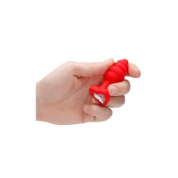 Regular Ribbed Diamond Heart Plug Red, image 6