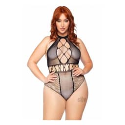 Seamless Bodysuit Cut Bottom/2x Blk, image 3