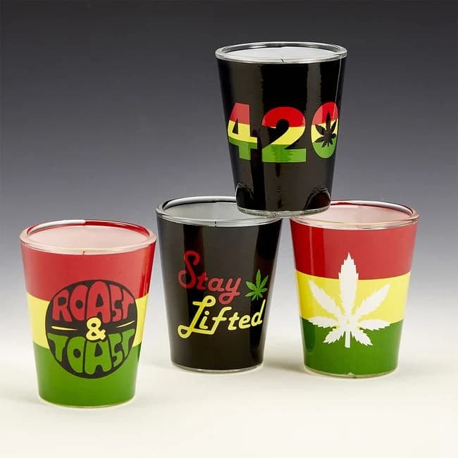 Set of 4 Roast & Toast Shot Glasses - Image 1