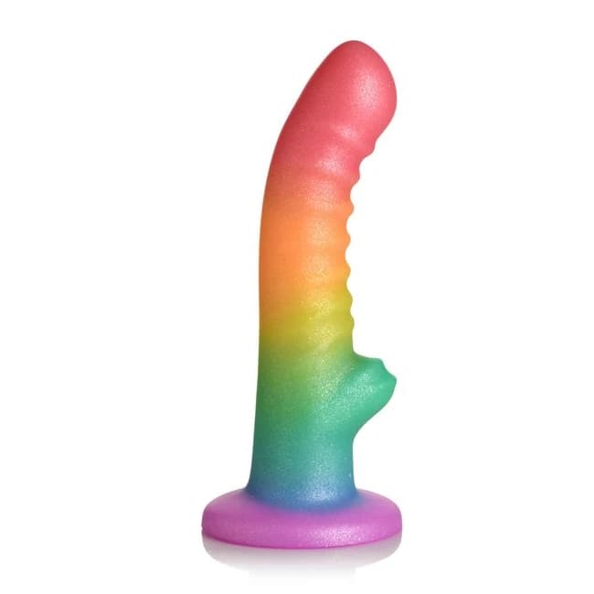 Simply Sweet 6.5in Ribbed Rainbow Dildo - Image 1