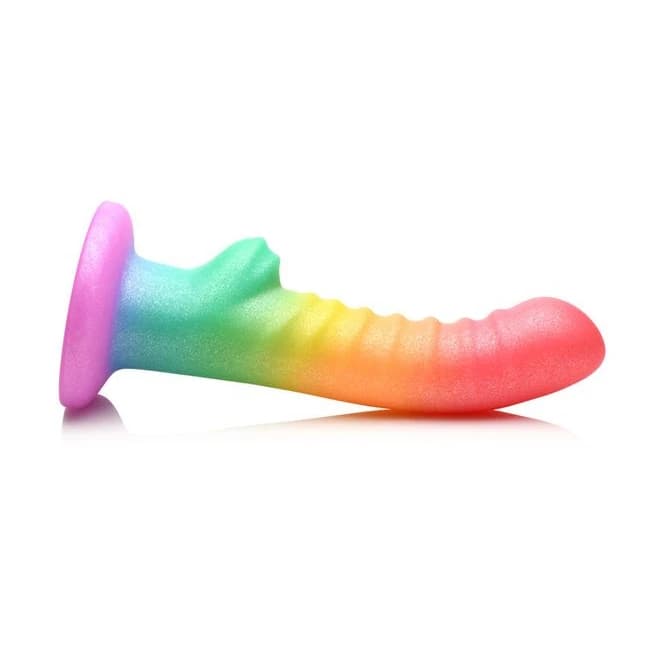 Simply Sweet 6.5in Ribbed Rainbow Dildo - Image 3