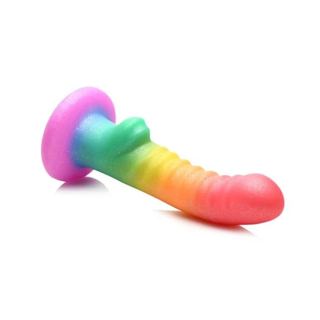 Simply Sweet 6.5in Ribbed Rainbow Dildo - Image 4