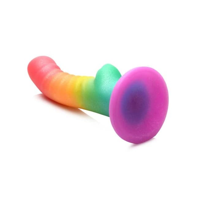 Simply Sweet 6.5in Ribbed Rainbow Dildo - Image 5