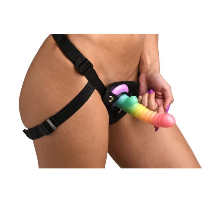 Simply Sweet 6.5in Ribbed Rainbow Dildo - Image 7