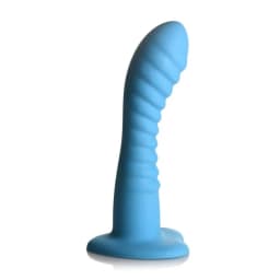 Simply Sweet Ribbed Silicone Dildo Blue, image 1