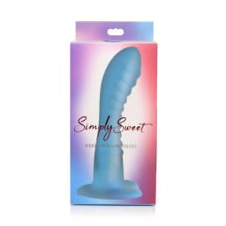 Simply Sweet Ribbed Silicone Dildo Blue, image 2