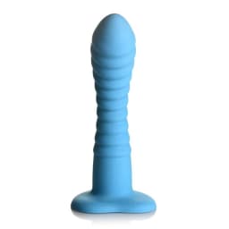 Simply Sweet Ribbed Silicone Dildo Blue, image 3
