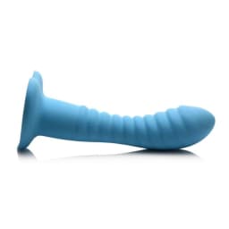 Simply Sweet Ribbed Silicone Dildo Blue, image 4