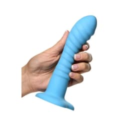 Simply Sweet Ribbed Silicone Dildo Blue, image 8