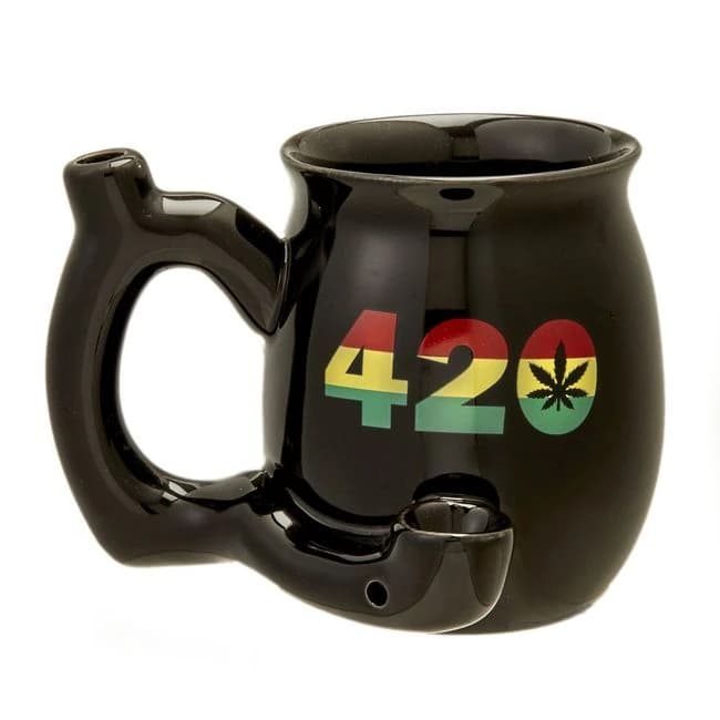 Small Black 420 Mug W/ Rasta Colors - Image 1