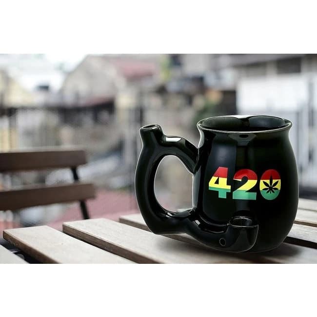 Small Black 420 Mug W/ Rasta Colors - Image 3