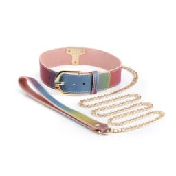 Spectra Bondage Collar & Leash Rainbow, image 1