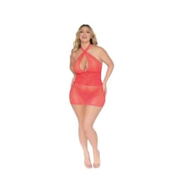 Stretch Lace Chemise Coral Q/S, image 2